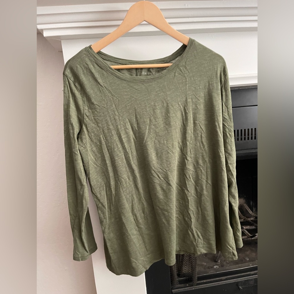 Caslon Long Sleeve Green Shirt